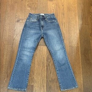 Classic Blue Denim Jeans the Lennon cropped boot cut, high rise